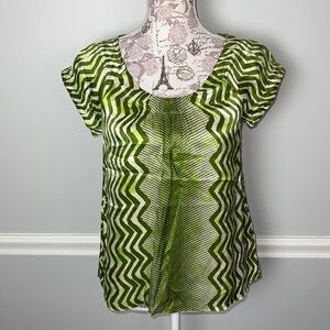Banana Republic Green Silk Zig Zag Blouse XS